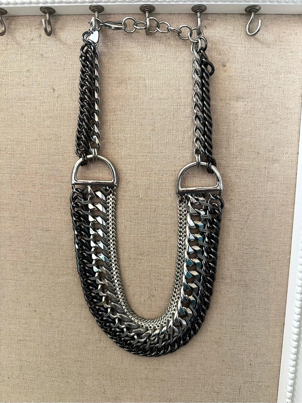 Stella & Dot Layered Chain Necklace in Mixed Greys & Silvers